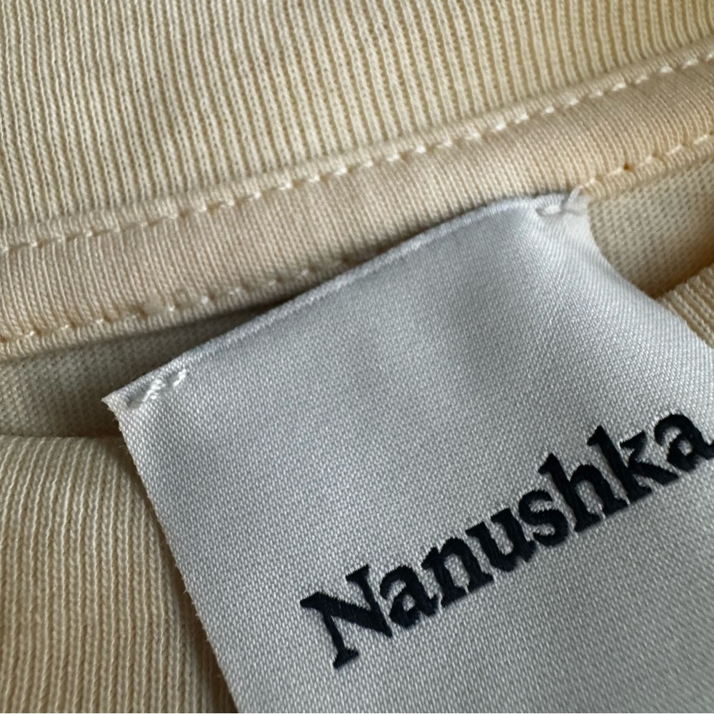 Nanushka Organic Cotton Embroidered Graphic Tee - Cream/Light Butter Yellow - L - Picture 11 of 11